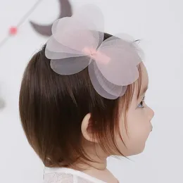 ヘアアクセサリー1PCクリエイティブ韓国アンジェラ素敵な女の赤ちゃんヘアピンズキッズネットヤーンボウノットクリップクリップチルド