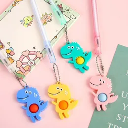 Pens 48 pcs/lot Cartoon Dinosaur Pendant Gel Pen Cute 0.5 mm Black Ink Signature Pens Office School Supplies Stationery Gift