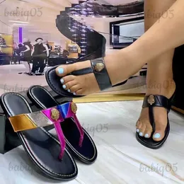 Terlik kurt geiger parmak arası terlik kadın sandalet dikiş gökkuşağı moda tasarımcısı slaytlar düz ayakkabı kartal kafa elmas toka artı boyutu 41 babiq05