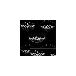 Favor de festa Casamento Aniversário Strass Coroa Headband Crianças Feminino Cristal Transparente Headwear Tiaras Liga Presentes Bolo Topper Decorações Dhqrq