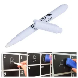 علامات 20pcs أبيض سائل طباشير القلم العلامة طباشير السبورة قلم الحبر السائل المستخدمة على نافذة السبورة محو 13.5 سم