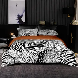 Set di biancheria da letto Copripiumino stile astratto 200x200 Con federa Copripiumino 240x220 Set di biancheria da letto con motivo leopardato in bianco e nero Set di lenzuola 230627