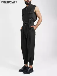 Męskie dżinsy Inderun 2023 Styl amerykański prosty wielonośnikowy Rompock Rompers Casual Streetwear Męs