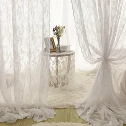 Czyste zasłony francuskie białe koronkowe zasłony zabiegi okienne do salonu sypialnia zasłony drzwi kwiatowe tiulowe tiul ekran balkonowy 230627