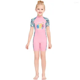 Women's Swimwear Neoprene Children Wetsuit Girls Short Sleeve Quick-Dry Surfing One-Piece Swimsuit Wet Suit Girl Bathing Diving