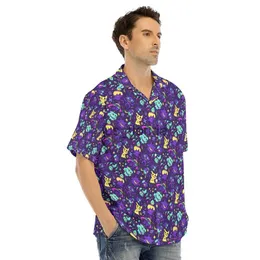 Erkek Casual Gömlek Yeni Anime Baskı Gengar Gömlek Erkekler ve Kadınlar için Hawaii Rahat Tarzı Kawaii Kısa Kollu Düğme Yazlık Gömlek J230628