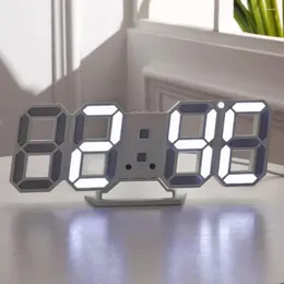 Väggklockor 3D LED Digital Clock Decor Glowing Night Living Electronic 3 Tabell 12/24H Larm Rumsläge C U2O8