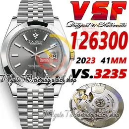 2023 SBF126300 DD3235 VSA3235 Automatyczne męskie zegarek 41 mm wypolerowane ramki szary markery kijowe SS 904L Jubileesteel Super Edition Eternity WristWatches