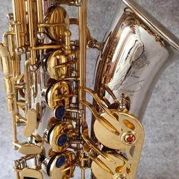 Klasik 54 alto saksafon E-flat nikel kaplama gümüş gövde altın anahtar çift nervür takviye bire bir oyulmuş desenli caz enstrümanı