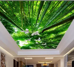 Обои 3D потолочные бамбуковые голуби обои на заказ свежие HD фрески замечательные нетканые