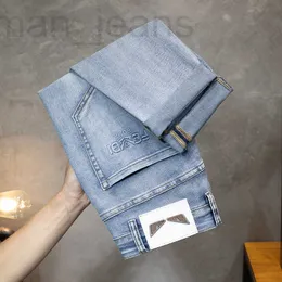 Мужские джинсы дизайнер Весна/Лето New Bundy Blue Thin Light Luxury Тиснение Повседневная Универсальный Slim Fit Маленькие прямые R5GE