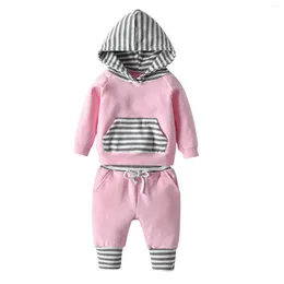 Conjuntos de roupas para bebês meninos meninas ternos esportivos de algodão moda manga longa moletons top calças soltas roupa de duas peças