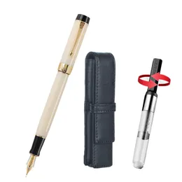 Pens jinhao 100 stulecia żywicy fontanna pen ef/f 18kgp/giętna NIB 0,5/1,0 mm z konwerterką Złoty klip biznesowy