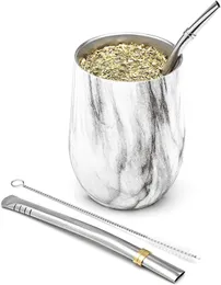 Conjunto de copos de vinho e taça de mate moderno com parede dupla yerba aço inoxidável 188 230627