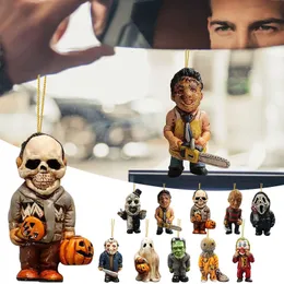 Decorative Objects Figurines Halloween Horror Gnome Figures Zombies Dwarf Figurine Car Rear View Mirror Decoration Pendant Gifts Resin Miniature Ornament 230627