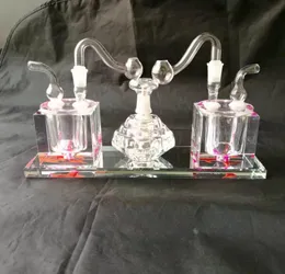 Glass Smoking Pipes Manufacture Hand-blown hookah Bongs Man connected Alcohol burner hookah