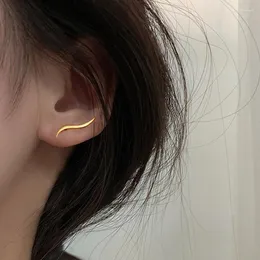 Saplama Küpe VOQ Gümüş Renk Kadınlar Için Basit Moda Çizgi Minimalist Dalgalı Piercing Takı