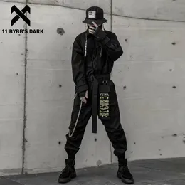 Mäns jeans 11 bybbs mörka hiphop jumpsuit män band broderad långärmad romper blixtlås last overall streetwear techwear jumpsuits 230628