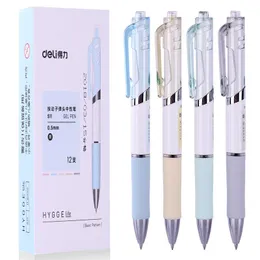 PENS DELI S11 Pres Jel Kalemi 0,5mm Mermi Kutu Başına 12 PC Press Ballpoint Pen Siyah Mürekkep Sabit Kalemler