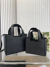 Borsa estiva firmata nuova Anagram Basket borsa in paglia intrecciata con logo ricamato Basket Bag borsa shopping in pelle patchwork intrecciata borsa da spiaggia