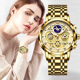 Autres montres LIGE 2023 nouvelle montre en or femmes montres dames créatives en acier femmes Bracelet montres femme étanche horloge Relogio FemininoHKD2306928