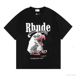 T-shirts Masculinas Ins American Fashion Brand Rhude Maxfield La Los Angeles Limited Eagle Print Grande T-shirt de manga curta 3uufZSAR