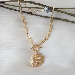 Anhänger Halsketten 2023 Trend Gold Farbe Überzug Perle Verzierte Metallic Shell Choker Halskette Für Frauen Mädchen Böhmen Casual Zubehör