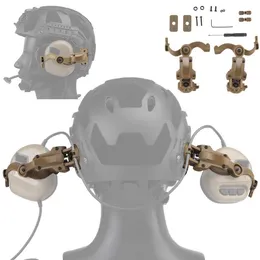 Capacetes táticos Suporte de fone de ouvido tático Tiro Adaptador de trilho de capacete militar de rotação para OPS Fast Wendy M-LOK Rail Headphone Mount 360HKD230628