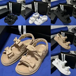 Sandálias de grife chinelos de marca flip-flops sapatos de praia sapatos femininos de sola grossa sapatos esportivos de verão de couro chinelos de praia chinelos de festa saco de pó 35-40