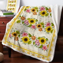 Blankets Pastoral Sunflower Plaid Cashmere Blanket for Kids Room Sofa Soft Bedspreads Travel Camping Fleece 230628