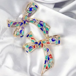 Bow Tie Colorful Rhinestone Brooch Female Simple Personality Fashion Pin Suit Anti-light Corsage Bowknot Brooch Pin Brooch