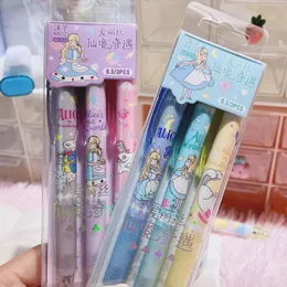 Penne 36 pezzi/lotto Kawaii Princess Gel Pen set carino da 0,5 mm Signaggio nero Signaggio Penne Office di fornitura di articoli di servizio all'ingrosso