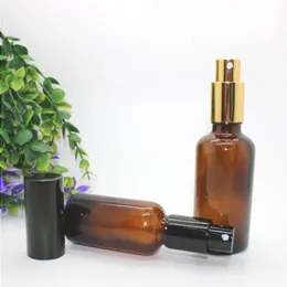 Hot Sale Amber Sprayer Bottles 30ml 50ml 100ml with Black Gold Sprayer Pump Atomizer for Plack Cosmetic Esential Oil Make Up Beauty Gobra