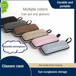 Retro Fashion Glasses Storage Bag Portable Linen Lanyard Zipper Box EVA Sunglasses Rectangle Hard Eyeglasses Case For Storage