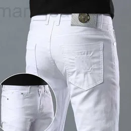 Herren Jeans Designer Frühling/Sommer Neu für Light Luxury Korean Edition Dünne elastische Füße Slim Fit Baumwolle Reinweiß Europäische lange Hose 5JRP