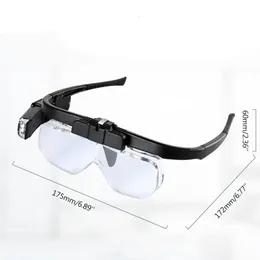 Увеличительные очки Оголовье Лупа USB Перезаряжаемые увеличительные очки со съемными линзами 2 светодиода для чтения 230629