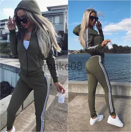 Herrhuvtröjor Sweatshirts Kvinnor Spårdräkt Två stycken Set Casual Sport Sportwear Zipper Jogging Femme Hoodiespants Set Sweatshirt Ropa Mujer Verano J230629