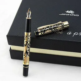Pens High Quality JinHao Luxury Dragon Fountain Pen Vintage 0.5MM Nib Ink Pens for Writing Office Supplies caneta tinteiro