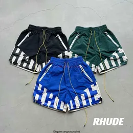 Tasarımcı Kısa Moda Sıradan Giyim Plaj Şortları Konserve Rhude 23FW High Street Heavy Industry Eklenmiş Dokuma Çift Gevşek Capris Joggers Sportswear Outto DQPI