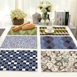 Table Napkin Artistic Abstract Geometric Mandala Life 4 Pieces Set Kitchen Mats Cotton Linen Pattern Decorative Placemats