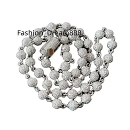 Hiphop New Fashion Jewelry D Color VVS Moissanite Ball Chain 7mm Width Sterling Silver 925 Bead Chain Necklace