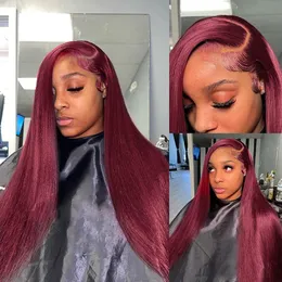 Винно-красный длинный прямой парик бордовый шелковистые натуральные длинные волосы бесклеевые парики для чернокожих женщин косплей макияж использование
