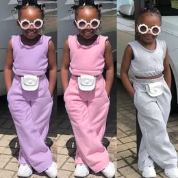 Pajamas Kids Tales Summer Essentials Little Baby Girls Clothing 2Pcs Sets Sleeveless Crop Tops Loose Pants Toddler Children Suits 1 8Y 230628