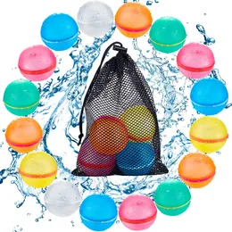 Sand Play Water Fun 6 /12 /24 PCS Splash Balls Reusable Water Balloons Bombs Toys Quick Fill Self Sealing Refillable Water Ball For Kids Summer Toys 230628