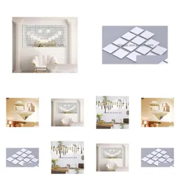 Wall Stickers 100Pcs/Lot 2X2Cm Sier 3D Sticker Mosaic Mirror Sofa Living Room Decoration Drop Delivery Home Garden Dh4Tk