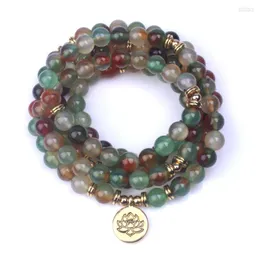 Charm Bilezikler Varış Vintage Kadınlar Bilezik Tavuskuşu Oniks Lotus OM Buda 108 Mala Veya Kolye Yoga Takı Dropship