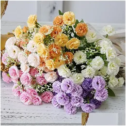 Vegetazione floreale finta Fiori lilla artificiali Bundle Wedding Holding Flores Bouquet Home Party Decorazione del giardino 5 Rami 20 Hea Dhafk
