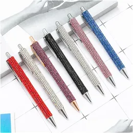 Ballpoint Pens Rhinestone Bling Metal Black Ink Medium Point 1Mm Gift Pen For Christmas Wedding Birthday Xbjk2112 Drop Delivery Offi Dhv8Y