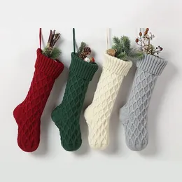 Sacos de presente de meia de Natal personalizados de alta qualidade decorações de malha meias de Natal grandes meias decorativas