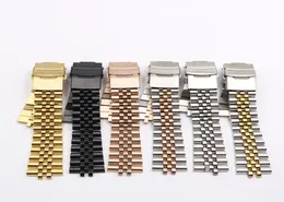 Bracelet de montre en acier inoxydable de 19 mm Courroie d'extrémité incurvée Boucle déployante Fermoir Bracelet de ceinture de poignet Argent pour Rol Watch Accessories9300875